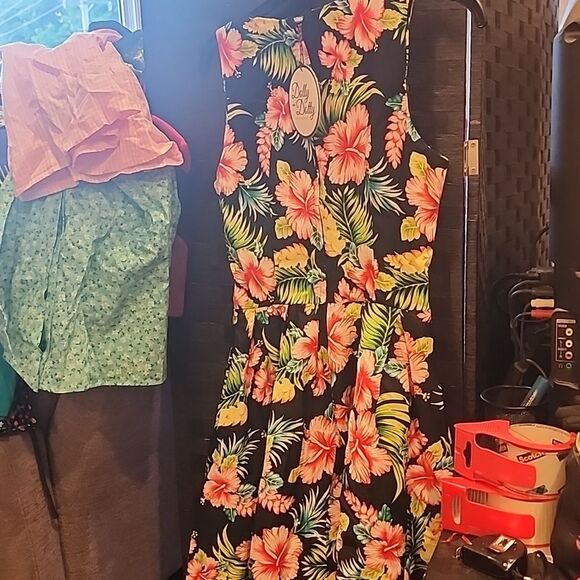 Dolly And DOTTY Black and Multicolor Floral Dress UK size 8 - Picture 3 of 3